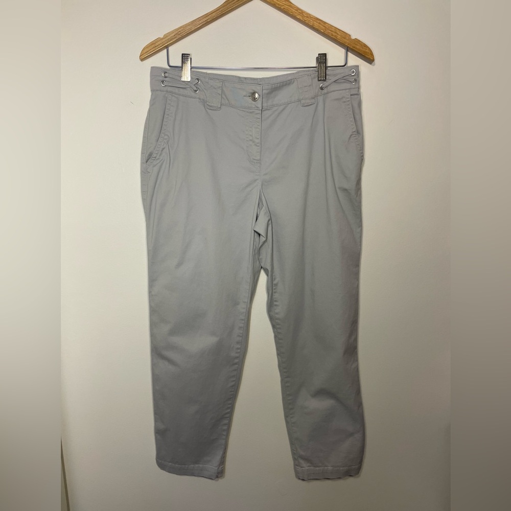 Nautica Gray Chinos with X String Belt Line Details Boating Pants Women’s Size 8